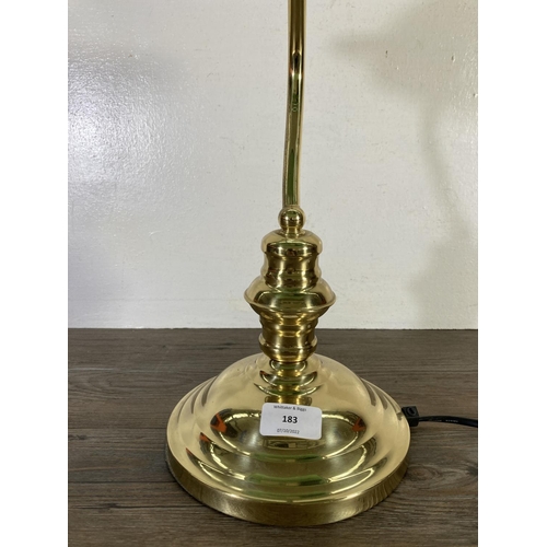 183 - A brass and green glass banker's style desk lamp