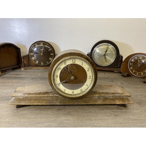 197 - Six various mantle clocks to include Smith Electric, Metamec etc.