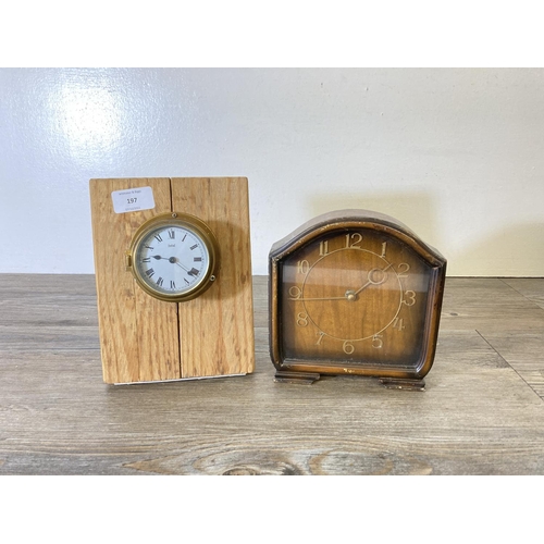 197 - Six various mantle clocks to include Smith Electric, Metamec etc.