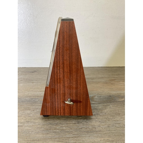 199 - A Wittner mahogany effect metronome - approx. 21cm high