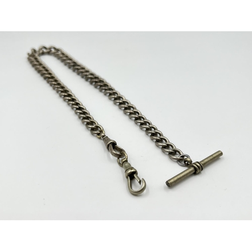 1128 - A hallmarked sterling silver 38cm albert chain - approx. gross weight 56 grams
