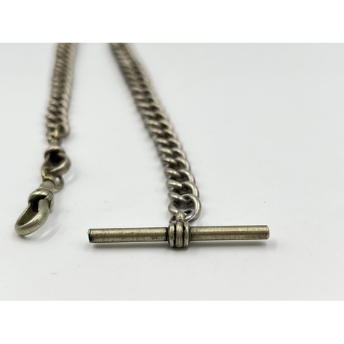 1128 - A hallmarked sterling silver 38cm albert chain - approx. gross weight 56 grams