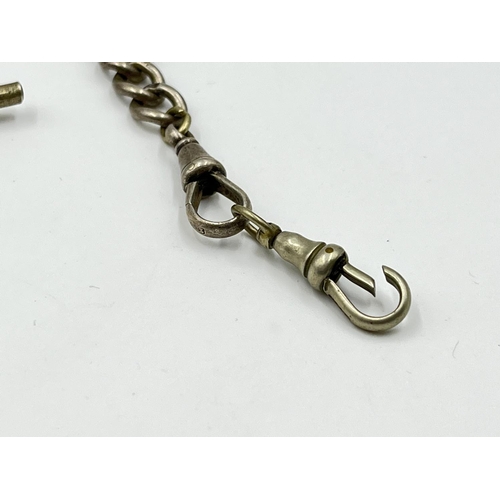 1128 - A hallmarked sterling silver 38cm albert chain - approx. gross weight 56 grams