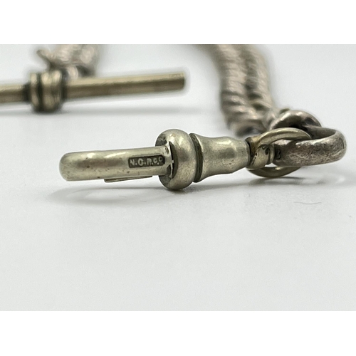 1128 - A hallmarked sterling silver 38cm albert chain - approx. gross weight 56 grams
