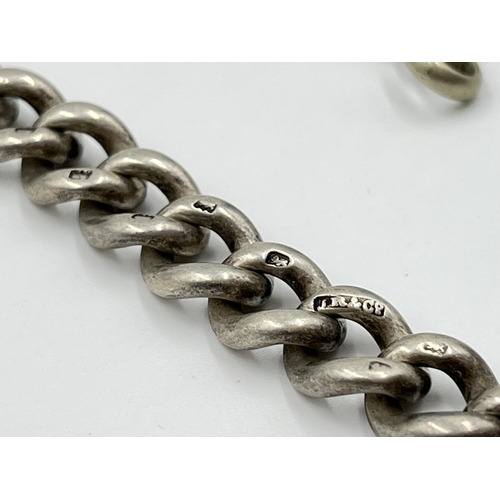 1128 - A hallmarked sterling silver 38cm albert chain - approx. gross weight 56 grams