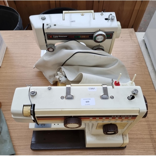 609 - Two sewing machines, one Frister Rossmann Panda 6 and one Janome New Home 656A