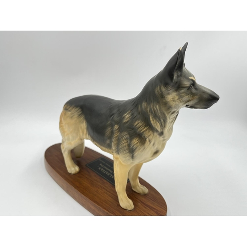 13 - A Beswick Alsatian German Shepherd Dog Connoisseur model on wooden plinth - approx. 22cm high x 24cm... 