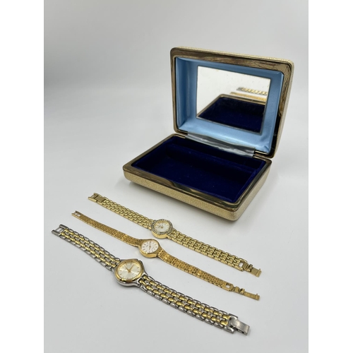 1222 - Three quartz women's wristwatches, one Constant, one Sekonda and one Rotary