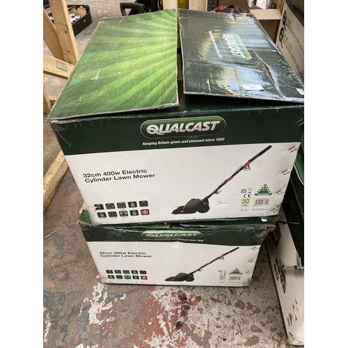 707 - Two boxed Qualcast 240v lawn mowers