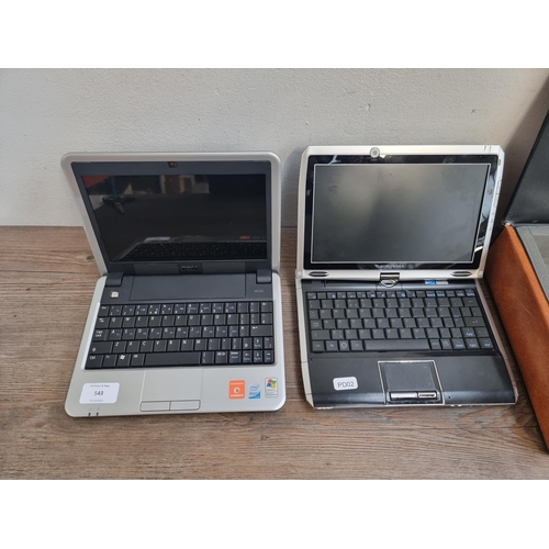 543 - Two notebook computers, one Kohjinsha SX Windows XP home edition and one cased Dell PP39S Inspiron 9... 