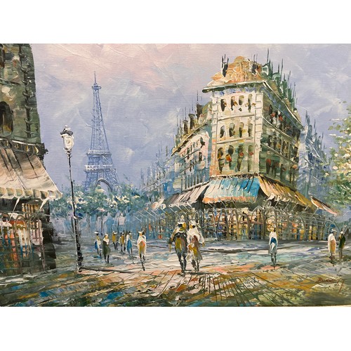 424 - Two framed Parisian scene oil on canvasses, one signed Burnett and one signed W. Chapman - approx. 7... 