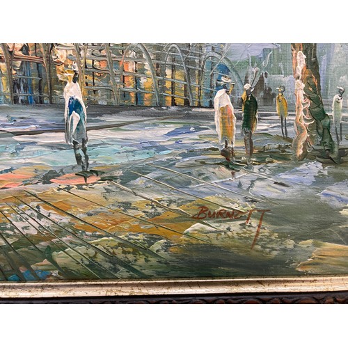 424 - Two framed Parisian scene oil on canvasses, one signed Burnett and one signed W. Chapman - approx. 7... 