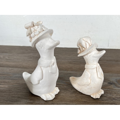 155 - A Bossons unpainted prototype eight piece chalkware duck family with certificate of authenticity