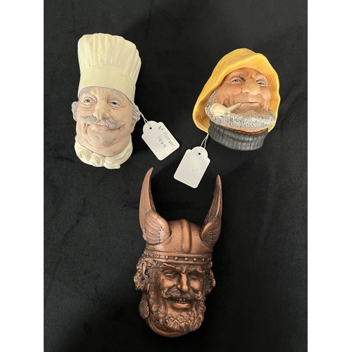 158 - Nine Bossons head wall masks to include Drummer, Aviator, Fraser Art Copper collection Viking etc.