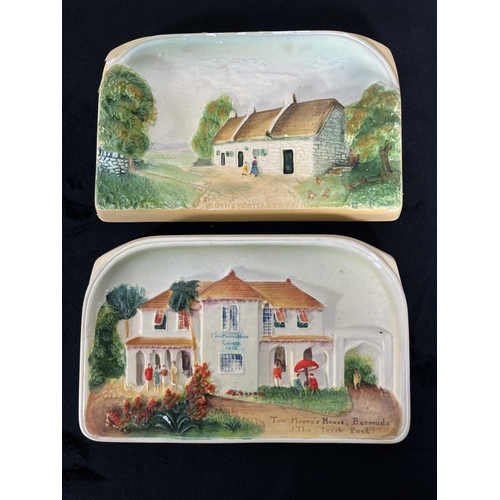 163 - Six Bossons chalkware wall plaques to include Village Mill, Village Pub, The Departure, Tom Moore's ... 