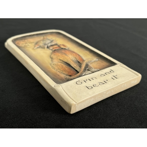 174 - A Bossons Ivorex Cheshire Cat plaque - approx. 15cm high x 8.5cm wide