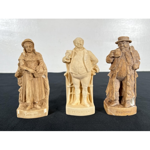 194 - Three Bossons Ivorex unpainted 13cm figurines comprising Tony Weller, Little Nell and Mr Pickwick