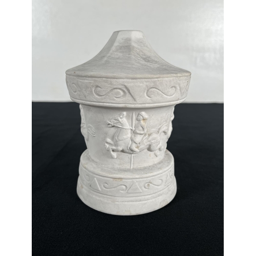 200 - A Bossons Merry Go Round unpainted pottery 13.5cm table lamp with certificate of authenticity