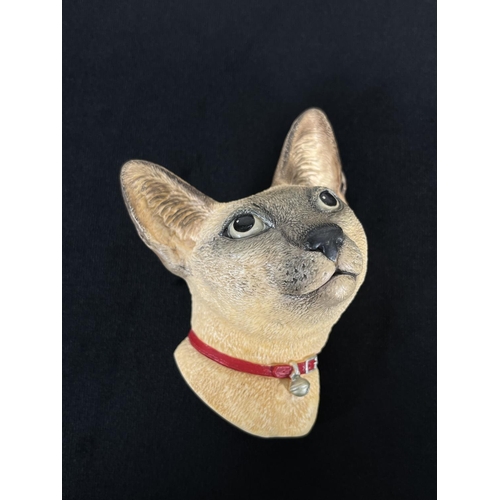 206 - A 1988 Bossons Siamese Cat (one of only two special painted versions) chalkware cat head wall plaque... 