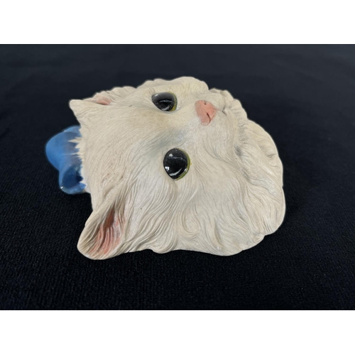 207 - Two Bossons Persian miniature chalkware cat head figurines comprising White and Black