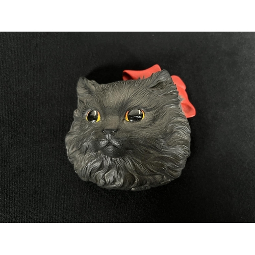 207 - Two Bossons Persian miniature chalkware cat head figurines comprising White and Black