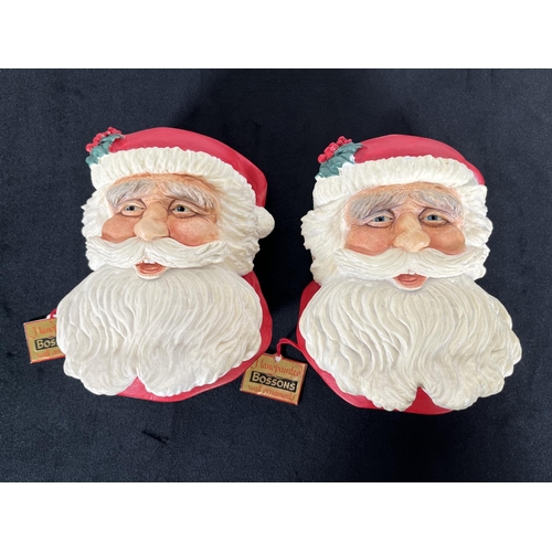 208 - Two Bossons Santa Claus chalkware head wall masks