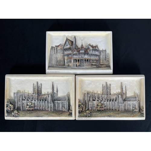 228 - Three Bossons Ivorex chalkware wall plaques comprising two Chester Cathedral and one The Rows Cheste... 