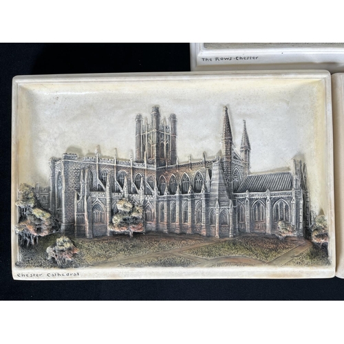 228 - Three Bossons Ivorex chalkware wall plaques comprising two Chester Cathedral and one The Rows Cheste... 