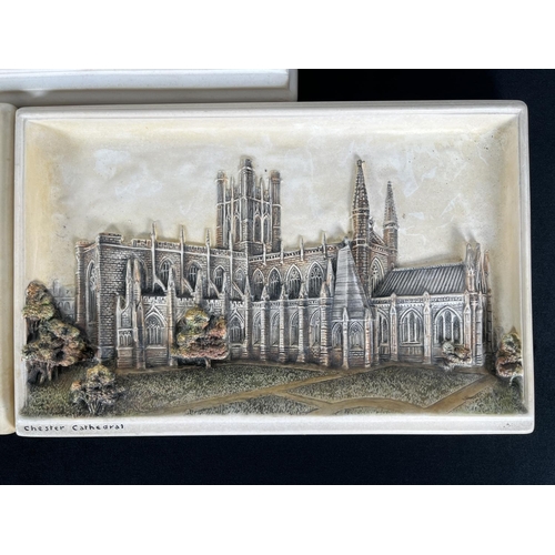 228 - Three Bossons Ivorex chalkware wall plaques comprising two Chester Cathedral and one The Rows Cheste... 