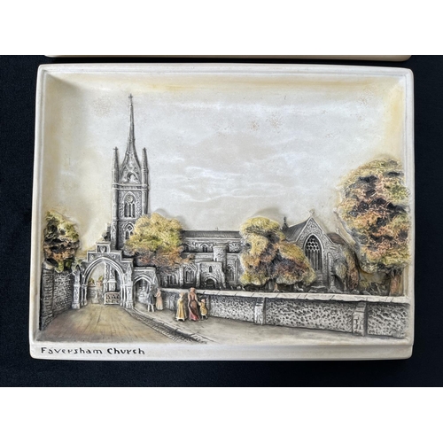 229 - Two Bossons Ivorex chalkware wall plaques comprising Faversham Church and The Guildhall Faversham