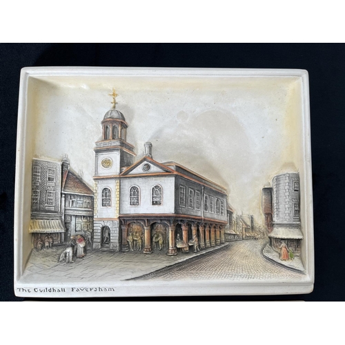 229 - Two Bossons Ivorex chalkware wall plaques comprising Faversham Church and The Guildhall Faversham