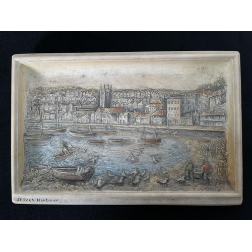 230 - A Bossons Ivorex St. Ives Harbor chalkware wall plaque