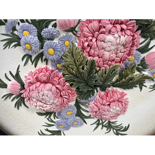 239 - A 1958 Bossons Chrysanthemums chalkware wall plaque