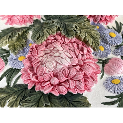 239 - A 1958 Bossons Chrysanthemums chalkware wall plaque