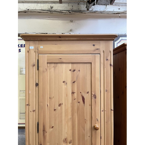 1001 - A modern solid pine single door wardrobe with lower drawer - approx. 202cm high x 95cm wide x 62cm d... 