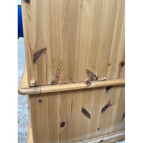 1004 - A modern solid pine double door wardrobe with two lower drawers - approx. 201cm high x 161cm wide x ... 