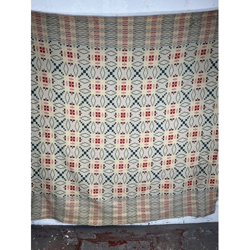 1015A - A traditional Welsh double sided geometric design blanket - approx. 220cm x 220cm