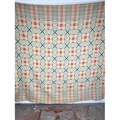 1015A - A traditional Welsh double sided geometric design blanket - approx. 220cm x 220cm