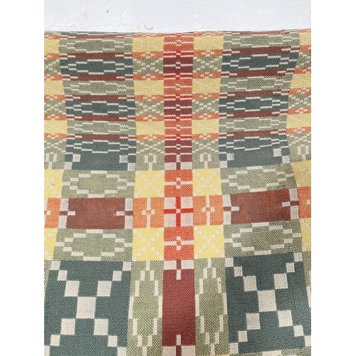 1015A - A traditional Welsh double sided geometric design blanket - approx. 220cm x 220cm