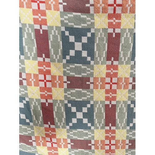 1015A - A traditional Welsh double sided geometric design blanket - approx. 220cm x 220cm