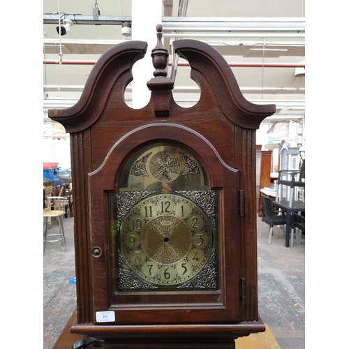 1123 - A late 20th century Pearl mahogany cased grandfather clock