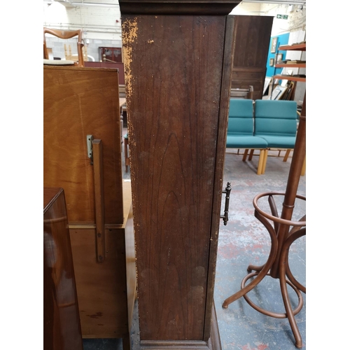 1123 - A late 20th century Pearl mahogany cased grandfather clock