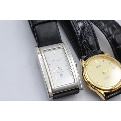 2175 - Six quartz men's wristwatches to include Mondaine, Armani, Volvo designed radiator grill etc.