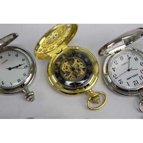 2177 - A collection of collectors quartz men's pocket watches to include English themes etc.