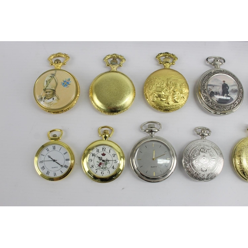 2177 - A collection of collectors quartz men's pocket watches to include English themes etc.