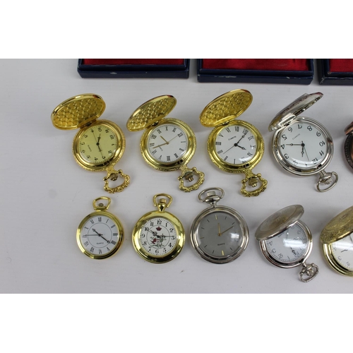 2177 - A collection of collectors quartz men's pocket watches to include English themes etc.