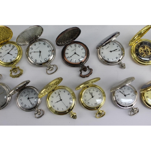 2177 - A collection of collectors quartz men's pocket watches to include English themes etc.