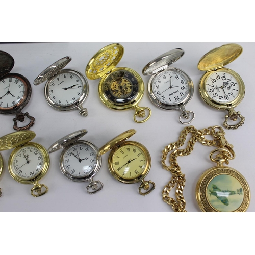 2177 - A collection of collectors quartz men's pocket watches to include English themes etc.