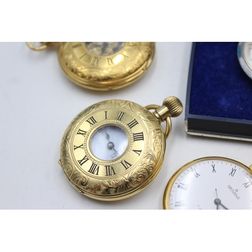 2180 - Six vintage and later hand wind men's pocket watches to include Oris, Grovana etc.