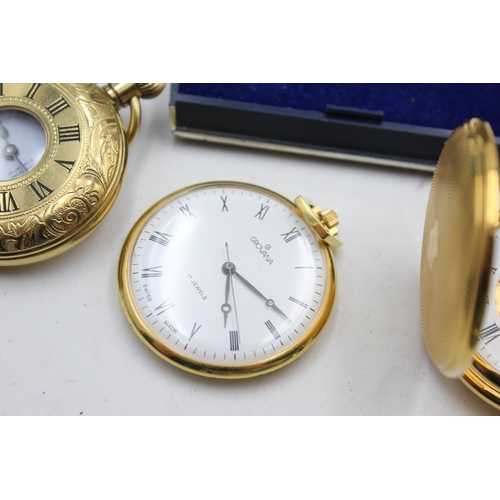 2180 - Six vintage and later hand wind men's pocket watches to include Oris, Grovana etc.